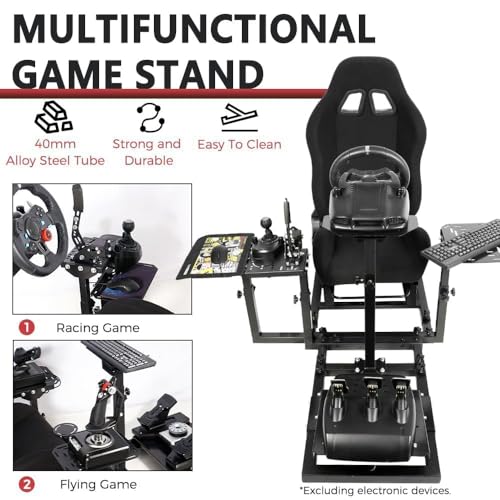 Supllueer Racing Flight Simulator Cockpit with Black Seat Fit for Thrustmaster Hotas Warthog,for Logitech G29 G920 X52 X56, Sim Racing Cockpit, Wheel Pedal Throttle Joystick Keyboard Not Included