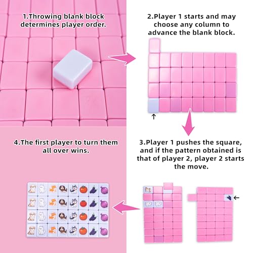 drizzle 65 Tiles Seaside Escape Blocks 30mm - Instruction Manual Panda Bag - Mahjong Tile Game Sets - color: Dog, size: 65 Tiles