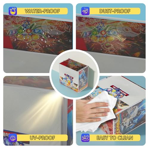 PKMN Booster Box Acrylic Case Magnetic - Ultra Thick 8mm + 5mm Acrylic Booster Box Protector Case Clear Display Stackable Hard Compatible with PKMN Booster Boxes with Strong Magnets Easy Top Loading - size: 5.5"L x 3"W x 4.9"H