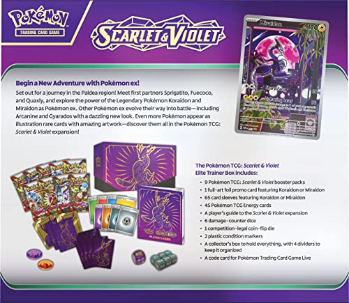 Pokémon TCG: Scarlet and Violet Elite Trainer Box - Miraidon Purple (1 Full Art Promo Card, 9 Boosters and Premium Accessories) - color: Miraidon Purple