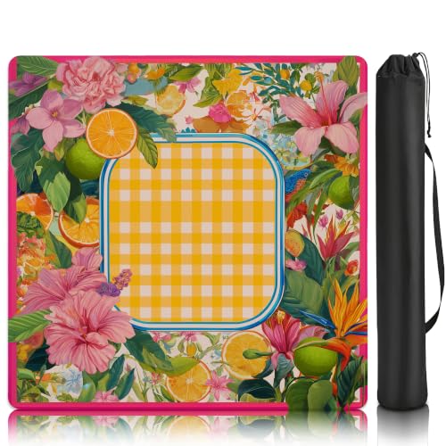 Mahjong Mat–31.5 x 31.5 Tropical Flower American Mahjong Table Mat, Non Slip Noise Mahjong Gaming Table Cover for Mahjong, Poker, Card, Board Tile Games - color: Tropical Flower
