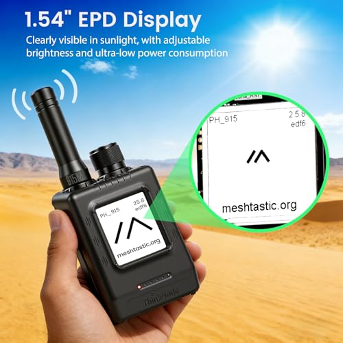 Meshtastic Device with GPS and nRF52840: ThinkNode M1 LoRa Meshtastic Transceiver with 1.54" EPD Screen and Protective Case, SX1262 Wireless Module, 1200mAh Rechargeable Battery (915MHz)