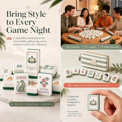 4 Layer Mahjong Tiles, 160 Pcs Premium Acrylic American Mahjong Set with Dice Bag, 13 Styles Available Clear Engraved Western Game for Adults Home Travel Parties & Social Games (12) - color: 12