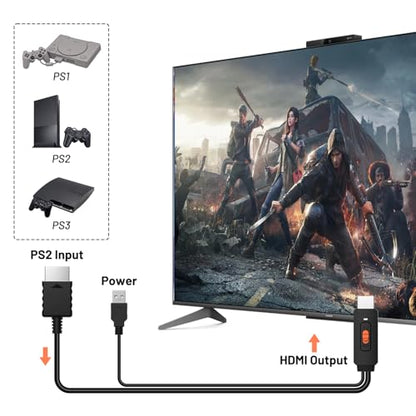 PS2 to HDMI Adapter HD-Link Cable for PS1 Support 4:3/16:9 Switch, Converter PS3 Video Signal to HDMI Signal with S-Video Singal（Support PS1，PS2，PS3） 3 in 1 - style: PS2 HDMI Converter