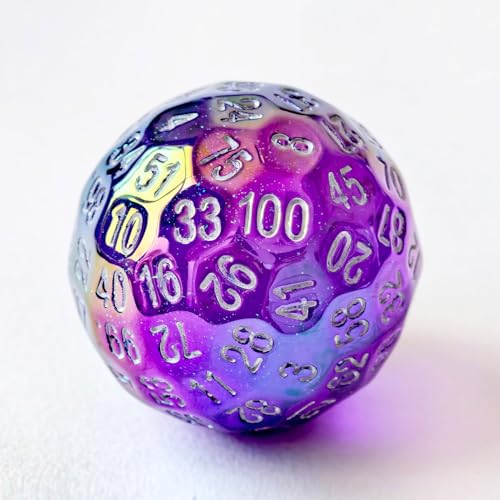 Bescon Dazzling Purple 100 Sided Dice, Game Dice D100, Polyhedral Solid 100 Sides Dice 45MM in Diameter (1.8inch) - color: D100 Dazzling Purple