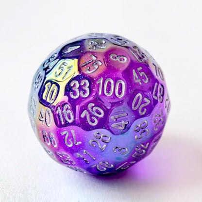 Bescon Dazzling Purple 100 Sided Dice, Game Dice D100, Polyhedral Solid 100 Sides Dice 45MM in Diameter (1.8inch) - color: D100 Dazzling Purple