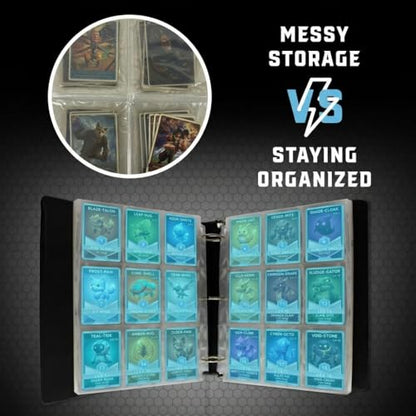 CardGuard Premium 3” Trading Card Binder – 100 Side-Loading Pages 9 Pocket Binder - Archival Safe 3-Ring Storage for Pokémon, YuGiOh, MTG, TCG, Game & Sports Cards