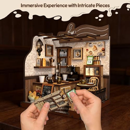 DIY Miniature Kit - 3D Puzzles for Adults & Teens, Book Nooks and Model Building Kits for Bookshelf Decor, Relaxing Craft & Unique Gift for Craft Lovers (Country Cafe)