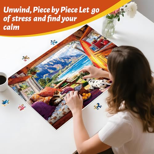 500 Piece Jigsaw Puzzle for Adults –Camper Van Dog Cat Jigsaw Puzzles 500 Pieces, RV Camping Puzzles for Adults 500 Pieces, Challenging Perfect for Game Nights, 20.5 X 15 in - color: Rv Camping