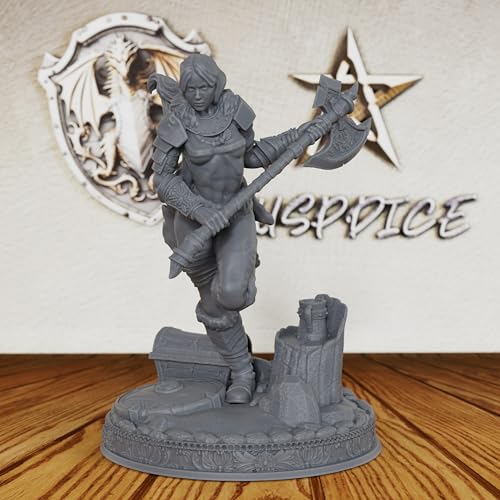 DND Minis for Miniature Game & Fantasy Role Playing - Tabletop Unpainted Miniatures for Dungeon Masters, 28mm Scale TTRPG Accessory Figure with Scenic Base - Angry Barbarian (AS212)