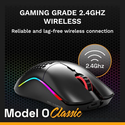 GLORIOUS Model O Classic Wireless PC Gaming Mouse - Low Latency, 19k DPI Sensor, Lightweight Honeycomb 69g, Customizable RGB, 100M Click Mechanical Switches, Programmable Buttons - Black - color: Black, style: Model O Classic (Ambidextrous)