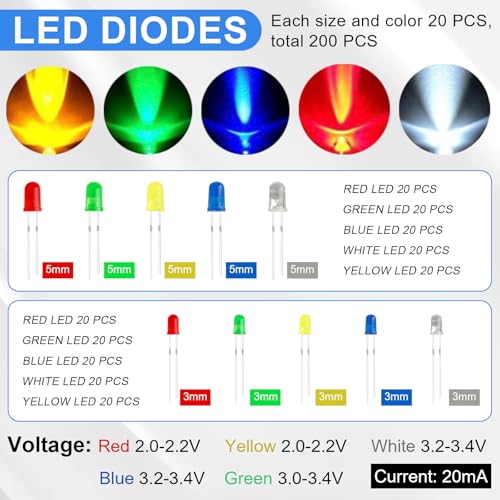 Electronic Component Kit, 1628 Pcs DIY Electronics Kit with LED Diodes, Diodes, Metal Film Resistors, Electrolytic Capacitor, Transistors, Ceramic Capacitors, Dupont Wire, PCB Board, Breadboard - style: 1628 Pcs