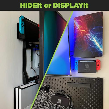HIDEit Switch Mount - Wall Mount for Nintendo Switch and (2) Controller Mounts - Made in USA - size: Bundle: Mount + (2) Uni-C