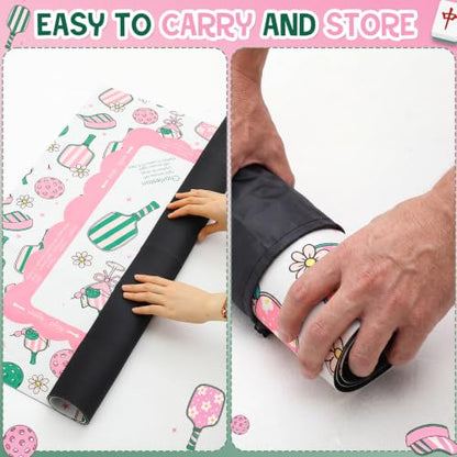 Pink Dickleball Martini Mahjong Mat with Rules 31.5" x 31.5" | Preppy Floral Design, Non-slip Noise Reduction, Mahjong Game Table Cover for Poker Board, Card Games, Dickleball Lovers Gifts - style: Preppy Pink