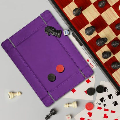 SIQUK Magnetic Folding Dice Tray Rectangle Dice Rolling Tray PU Leather Dice Trays Foldable Dice Holder Dice Rolling Mat Storage Box for D&D RPG Dice Games, Violet - color: Violet