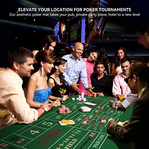 YUZPKRSI 70" x 35" Portable Professional Casino Craps Tabletop Layout Mat with Carrying Bag, Non-Slip Rubber Craps Dice Game Layout Table Top Cover for Parties, Home Entertainment, Game Night - color: Green-craps