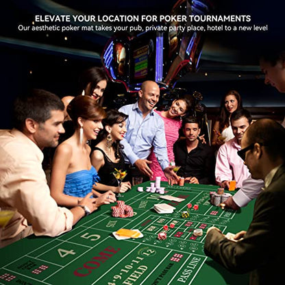 YUZPKRSI 70" x 35" Portable Professional Casino Craps Tabletop Layout Mat with Carrying Bag, Non-Slip Rubber Craps Dice Game Layout Table Top Cover for Parties, Home Entertainment, Game Night - color: Green-craps