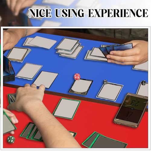Ecally 4 Pcs Card Game Mats 24 x 14 Inch Playmat Table Smooth Playing Card Mat for TCG, Gameplay (Red,Blue) - color: Red, Blue