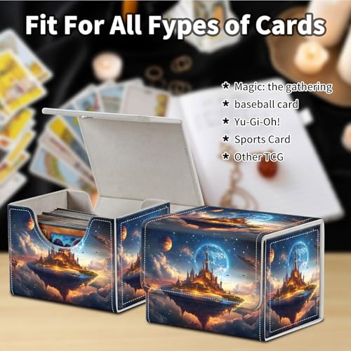 Stylish MTG Deck Box for 110+ Cards, Magnetic Commander Deck Case with Bonus Game Card Pouch, Durable Storage for TCG and Sleeved Magic Cards, Fantasy Space - color: Fantasy Space