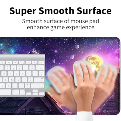 Cute Cat with Galaxy for MTG & TCG Playmat Mouse Pad,BFDHGQZC 24" x 14" Game Mat for MTG/RPG/CCG Trading Card Game Playmats Table Mat Perfect for Card Games Video Games Computer Office - color: Cute Cat With Galaxy