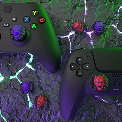PlayVital Halloween Thumb Grip Caps for Nintendo Switch 2 Pro Controller, Joystick Caps Cover for ps5, Edge, ps4, Xbox Series X/S, Xbox One, Elite Series 2 Controller - Oni Demons - color: Oni Demons