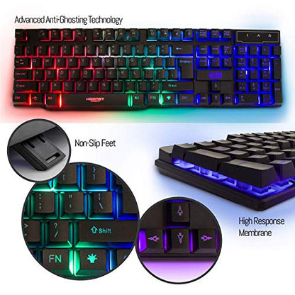 Gaming Keyboard and Mouse and Mouse pad and Gaming Headset, Wired LED RGB Backlight Bundle for PC Gamers and Xbox and PS4 Users - 4 in 1 Edition Hornet RX-250 - color: Black