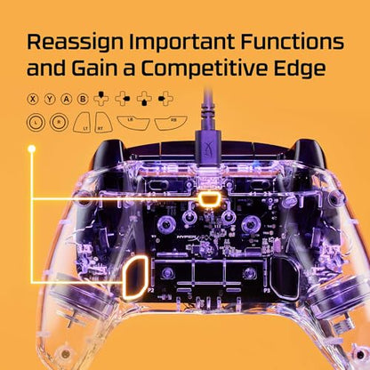 HyperX Clutch Gladiate RGB – Wired Controller, Officially Licensed by Xbox, Programmable RGB Lighting, Dual Trigger Locks, Programmable Buttons, Dual Rumble Motors, Clear - color: RGB