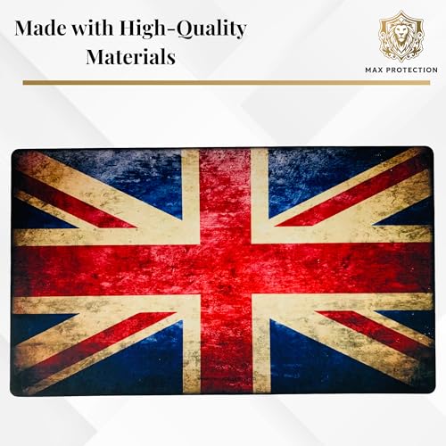 Max Protection Trading Card Playmat for TCG Card Games, 24x14 Inch, Design Mat for Dice Rolling (British Union Jack) - size: British Union Jack