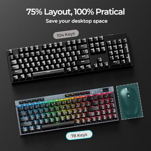 RGB Mechanical Gaming Keyboard, 78 Keys Hot-Swap Mechanical Keyboard With Magnetic Red Switches, Ergonomic Keyboard with Aluminum Cover/Media Keys/Software/Dual System Wired Keyboard for PC/Mac Gamer
