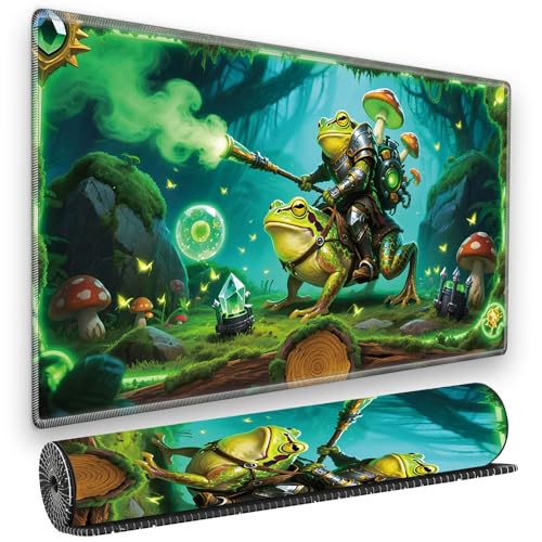 for MTG Playmat, for TCG Play Mat, 24 x 14 inches, Magic Game Card Mat Commander Playmat,Trading Card Inked Game Mat,Battle Game Rubber Non-Slip Mat - Frog - color: Frog