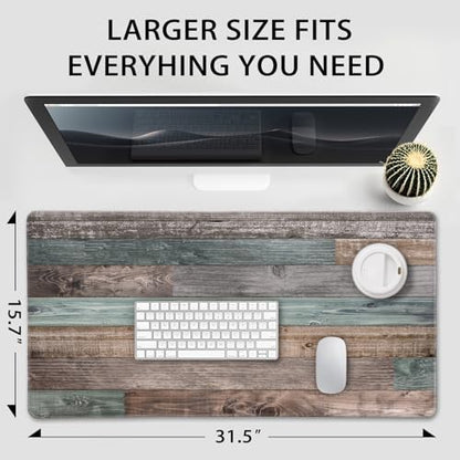 Rustic Wood Pattern Large Gaming Mouse Pad Desk Mat 31.5"x15.7" | Extended Mousepad, Non-Slip Rubber Base , Stitched Edges, for Computer/Laptop/Office/Home - color: Rustic Wood