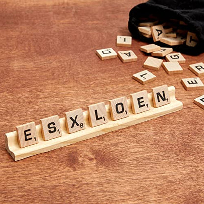 Bright Creations Wooden Scrabble Tile Holder - Game Organizer with Scrabble Trays - Craft Display for Letter Tiles - Space-Saving Racks - Pack of 12, Brown, 7.5 x 0.75 x 0.85 in