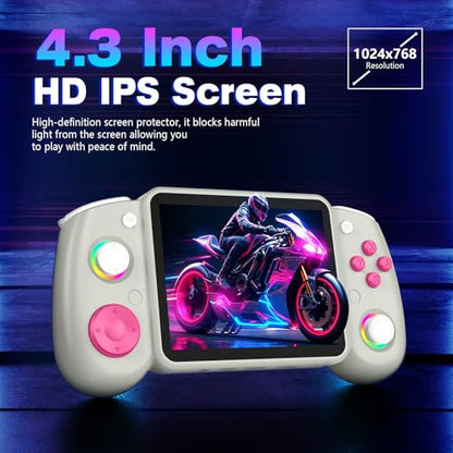 RG43H Pro Retro Handheld Game Console, 4.3 Inch Retro Gaming Console with 4000mAh Battery, RK3562 Opensource Hand Held Games Console, EmuELEC&RGBOX Dual Systems Video Console, HDMI TV Output, Gray - color: Gray