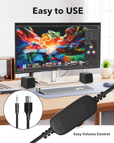 Computer Speakers for Desktop PC,Desktop Speakers,Small Computer Speakers USB Powered 3.5mm Aux Speaker