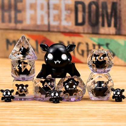 DND Resin Bat Dice Set, D&D Polyhedral Dice for Dungeons and Dragons RPG, MTG Role Playing Games D and D Dice 7pc D20 D12 D10 D8 D6 D4 - color: Bat