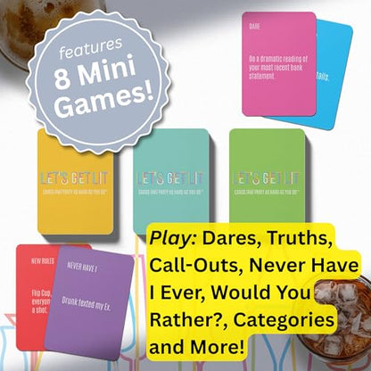 Let's Get Lit Drinking Game for Adults - Includes 8 Mini Drinking Games for Parties, Pregaming and Groups - Ages 21+, 2+ Players, 30 Minute Playtime, Made by Fitz