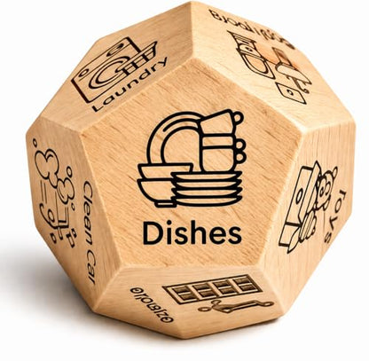 12-Sided Chore Dice, Cleaning Decision Dice for Couples | Makes cleaning fun with random chore picks; funny gift for him, her & couples. Ages 14+ only. - style: Chore Dice