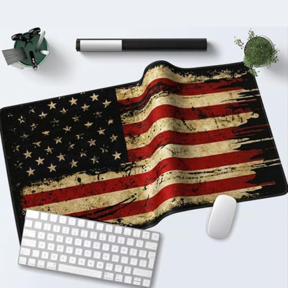 Desk Mat Gaming Mouse Pads – Antique USA Flag, Large 31.50 x 11.80 Inch Extended Gaming Mouse Pad, Large Desk Mat, Non-Slip Backing with Ultra-Smooth Surface for Gaming, Office & Home Desk - color: Antique Usa Flag, size: Large