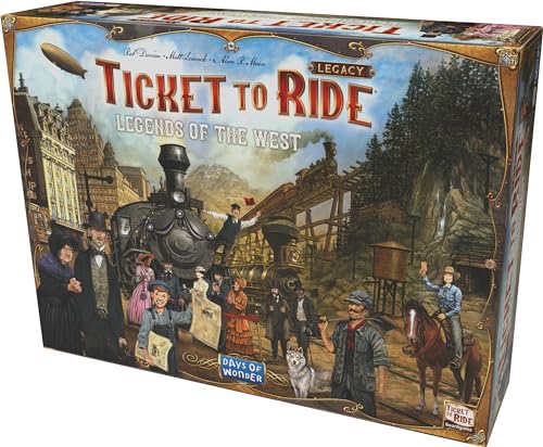 Asmodee Ticket to Ride Legacy: Legends of The West Board Game - The Ultimate Train Adventure! Strategy Game, Family Game for Kids & Adults, Ages 10+, 2-5 Players, 20-90 Min Playtime