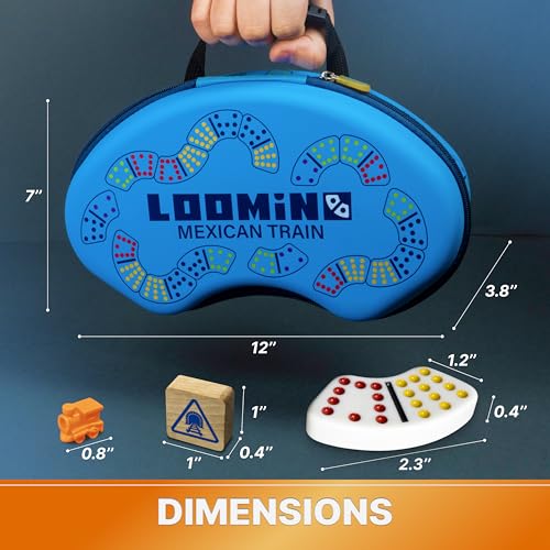 Queensell Mexican Train Dominoes Set – Board Games for Kids and Adults - Dominos Set for Adults - Loomino - size: Loomino Double 12