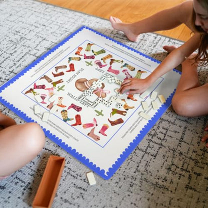 Western Cowboy Mahjong Mats - Western Cowgirl Hat Boots Gaming Mat | Non-Slip Noise Reduction Gaming Mat, Tablecloth for Card Poker Dominoes Dice and Board Games 31.5x31.5 inch