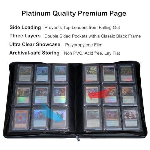 Top loader Binder, Holds 432 Top Loaders, 9 Pockets Top Loader Binder with Sleeves for Cards in 3'' x 4'' Top loaders -Green - color: Green