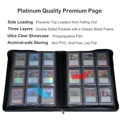 Top loader Binder, Holds 432 Top Loaders, 9 Pockets Top Loader Binder with Sleeves for Cards in 3'' x 4'' Top loaders -Green - color: Green