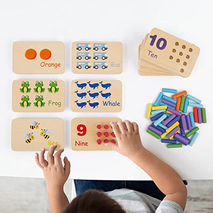 TOOKYLAND Peg Board Toddler Toys, Counting Wooden Toys with 55 Pegs | Wooden Math Manipulatives, Montessori Math and Numbers for Kids & Kindergarten Learning Activities