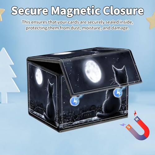 for MTG Commander Deck Box,Card Deck Box for Trading Yugioh MTG,Fits 100 Double Sleeved Cards,PU Leather Strong Magnet Case for Magic Commander TCG CCG,Cute Little Cat - color: Cute Little Cat