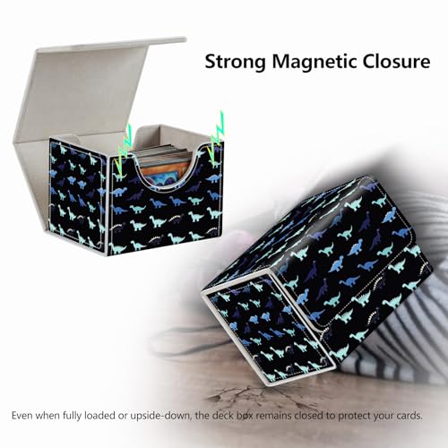 Strong Magnet MTG Demon Deck Box Playing Card Case Magic Deck Box Creative Pattern Trading Card Storage Box for TCG for Collectible Games, Cute Black Green Blue Dinosaurs - color: Cute Black Green Blue Dinosaurs