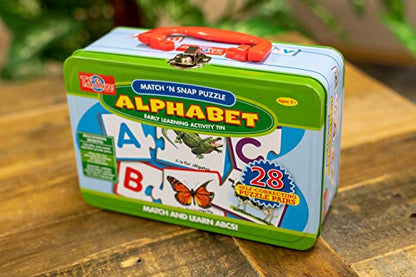 TS Shure by Bendon Alphabet Letters 28-Piece Matching Puzzle with Tin Storage Case Pre-School Kindergarten Learning 51471 - style: Alphabet Letters Puzzle Pair