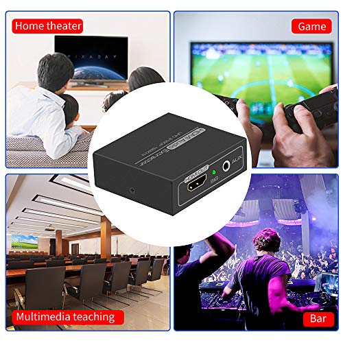 HDMI Audio Extractor 4K with 3.5mm AUX Stereo and L/R RCA Out Converter Adapter Splitter Support 4K 1080P 3D Compatable for PS3 Xbox Fire Stick - color: BLACK