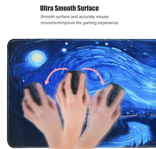 Gaming Mouse Pad XL XXL with World Map(31.5 x 11.8in), Desk Mat&Large Mouse Pad Keyboard Mat 2MM Anti Slip and Waterproof Rubber Mouse Pad (Abstract Starry Sky)… - color: Abstract Starry Sky