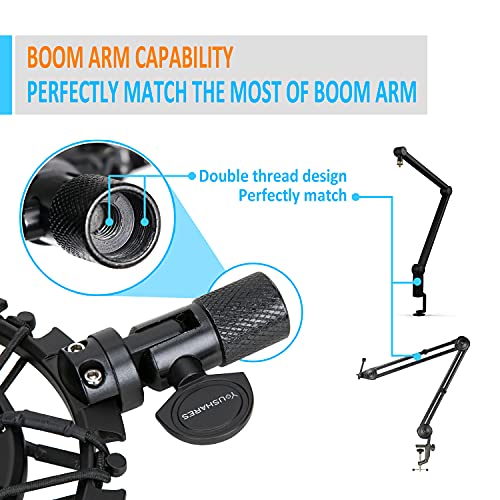 Youshares Blue Yeti Shock Mount with Foam Windscreen, Alloy Shockmount Reduces Vibration, Compatible for Yeti Microphones - color: Shock Mount with Foam Windscreen